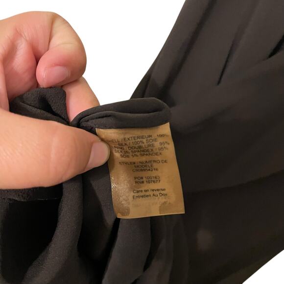 Alice + Olivia 100% Silk Brown Black Mini Dress Style C908954216 Size Large - Picture 5 of 6